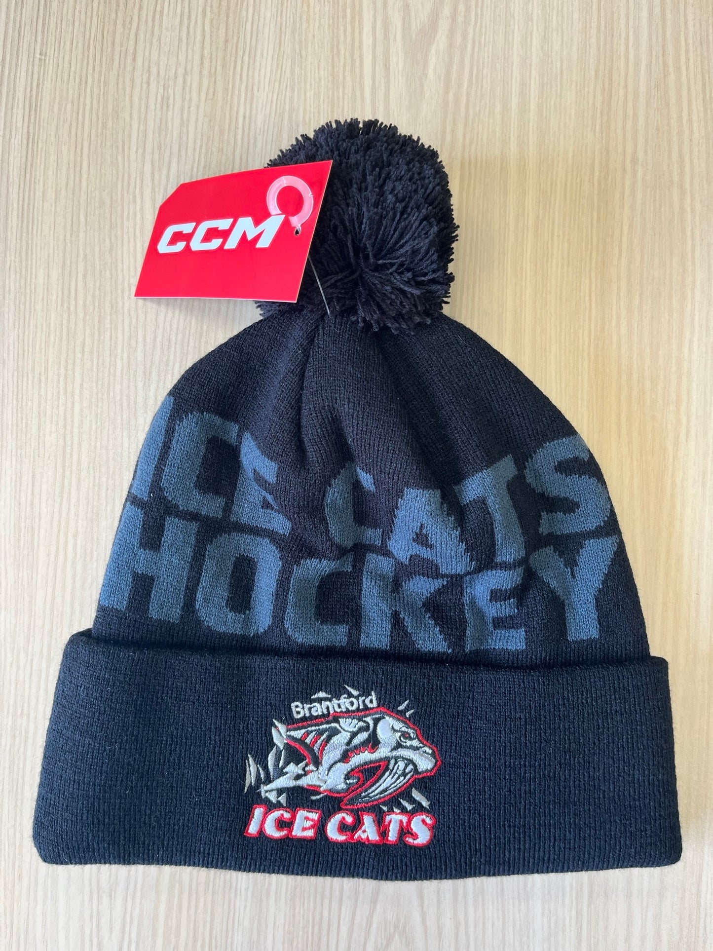 Icecats Black Toque with Pom Pom