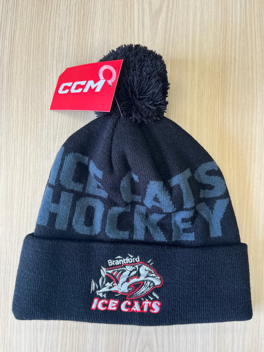 Icecats Black Toque with Pom Pom